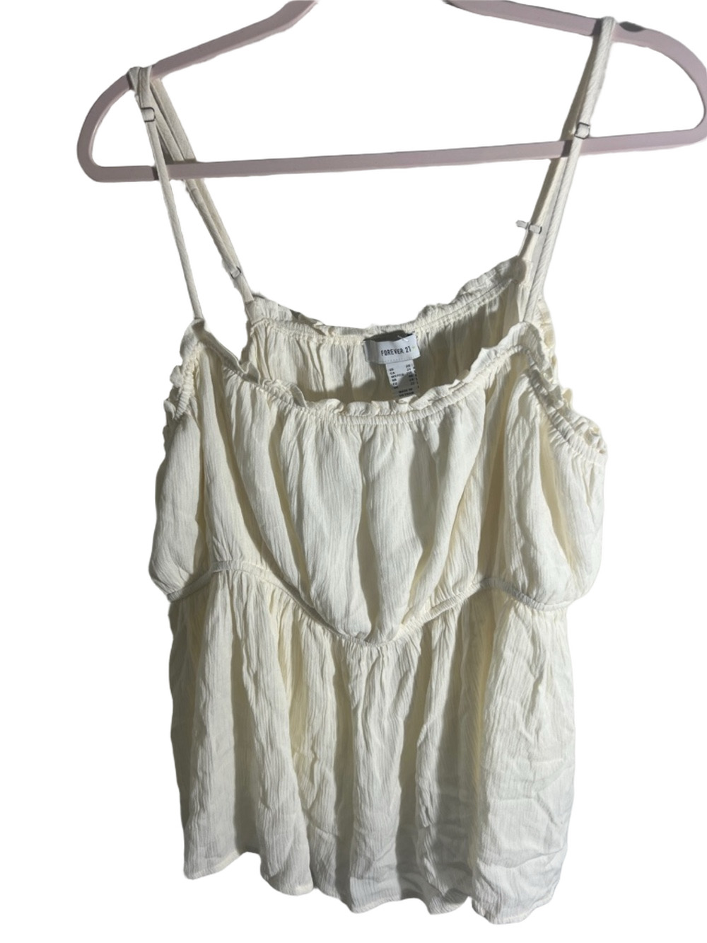 Forever 21 Cream Ruffle-Trim Spaghetti Strap Camisole Sz 2X babydoll Y2K